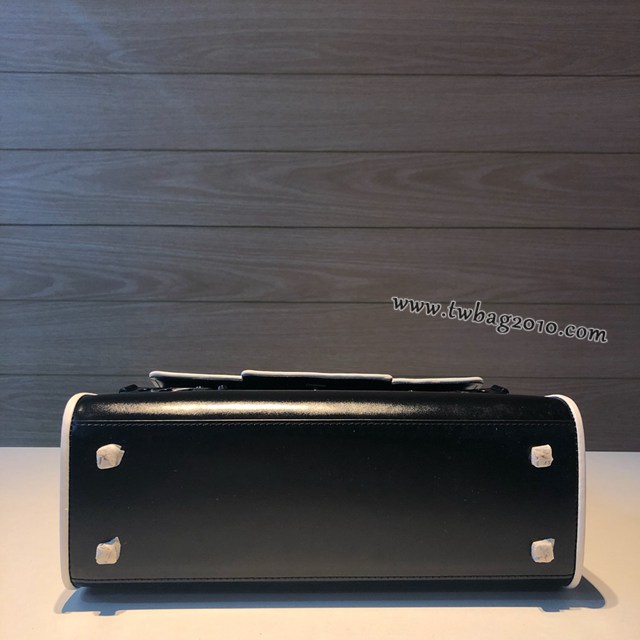 Delvaux全新限量Tempete MM黑色滾白邊包box皮手提女包 德爾沃專櫃TP系列中號手袋 bxs1019